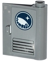 Lego Door 1 x 3 x 3 Right - Open Between Top and Bottom Hinge with Arctic Explorer Logo and Vents Pattern (Sticker) - Set 60035