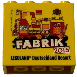 Brick 2 x 4 x 3 with 'LEGOLAND Deutschland Resort 2015' Print / Yellow