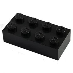 Modulex Brick 2 x 4 with M on Studs / Modulex Black