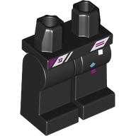 Lego Hips and Black Legs with White Parallelograms, Magenta/Azure Shapes print / Black