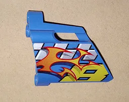 Technic, Panel Fairing #23 Large Short, Small Hole, Side B with Yellow Number 8, Flames, and Checkered Pattern (Sticker) - Set 8646
