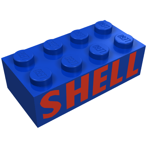 Lego Brick 2 x 4 with Red 'SHELL' Print classic