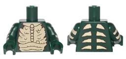 Torso Tan Bare Chest with Bones and Spikes Pattern / Dark Green Arms with Tan Stripes Pattern / Dark Green Hands