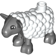 Lego Duplo Animal Sheep / Lamb with Dark Bluish Gray Legs and Head / White