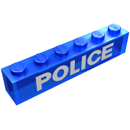 Lego Brick 1 x 6 with No Bottom Tubes with 'POLICE' Print