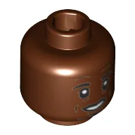 Minifig Head Jérôme (Jerome) Boateng, Eyebrows, Goatee, White Pupils, Laugh Lines, Open Smile with Teeth Print [Hollow Stud] / Reddish Brown