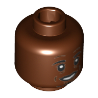 Lego Minifig Head Jérôme (Jerome) Boateng, Eyebrows, Goatee, White Pupils, Laugh Lines, Open Smile with Teeth Print [Hollow Stud] / Reddish Brown