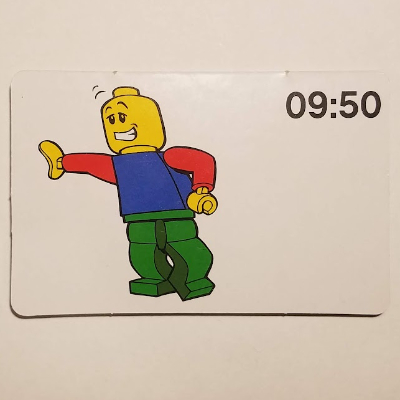 Lego Activity Card, Time-Teaching 24-Hour Clock 09:50 / [No Color/Any Color]