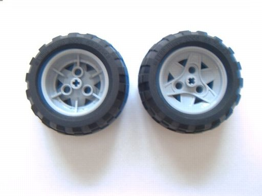 Lego Wheel 43.2mm D. x 26mm Technic Racing Small, 3 Pin Holes with Black Tire 68.7 x 34 R (41896 / 61480)