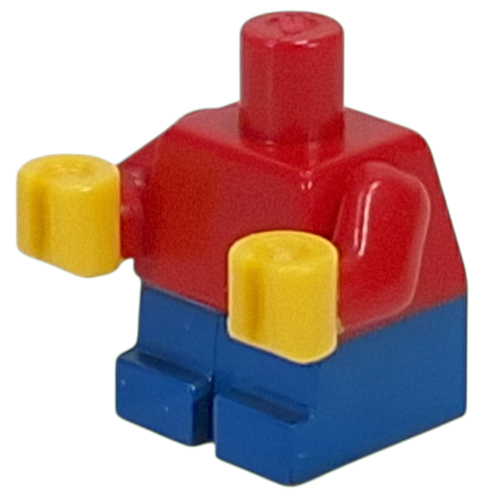 Lego Baby / Toddler Body with Fixed Arms and Yellow Hands with Blue Bottom print / Red