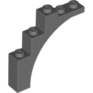 Lego Brick Arch 1 x 5 x 4 [Irregular Bow, Raised Underside Cross Supports] / Dark Bluish Gray