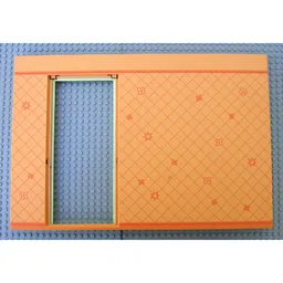 Scala, Building, Wall 40 x 2 x 24 with Door and Orange Wallpaper Print / Light Lime
