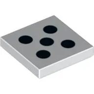 Tile 2 x 2 with 5 Black Dots Print / White