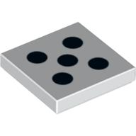 Lego Tile 2 x 2 with 5 Black Dots Print / White