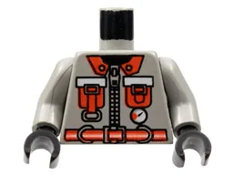 Torso Fire Uniform Shirt with Zipper, White Gauge, Neon Orange Lapels, Pockets with Straps and Belt with Stripe, Black Neck Pattern / Light Gray Arms / Black Hands