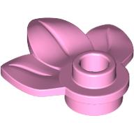 Lego Plant, Plate 1 x 1 Round with 3 Leaves / Bright Pink