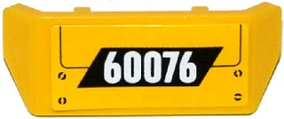 Lego Vehicle, Spoiler with Bar Handle with White '60076' on Black Parallelogram Pattern (Sticker) - Set 60076