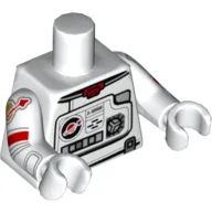 Torso Space Suit, Control Panel Print, White Arms, Light Bluish Grey Hands with Classic Space Logo Print on Right Arm / White