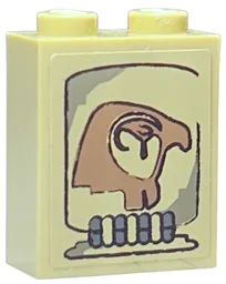 Brick 1 x 2 x 2 with Inside Stud Holder with Horus Head Pattern (Sticker) - Set 7327