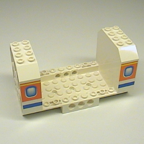 Lego Aircraft Fuselage Angular Bottom 6 x 12 x 5 with Windows on Orange & Blue Stripes Print / White