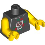 Lego Torso Skull and Roses Print, Yellow Arms and Hands / Black