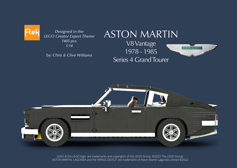 Lego Aston Martin V8 Vantage 1978 - 1985 Series 4 in Cannock Black with OxBlood Hide
