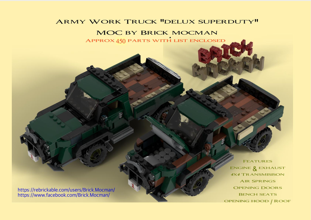 Lego Truck - Army Deluxe Superduty (Camouflage or Green)