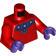 Lego Torso Muscles with Dark Purple and Silver Collar Print, Red Arms, Dark Purple Hands / Red