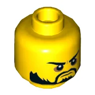 Minifig Head Shark Army / Crusher / Scooter / Biker / Okino, Beard and Eyebrows, Firm / Angry Open Mouth Print / Yellow