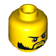 Lego Minifig Head Shark Army / Crusher / Scooter / Biker / Okino, Beard and Eyebrows, Firm / Angry Open Mouth Print / Yellow