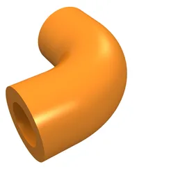 Brick Round 1 x 1 diameter Tube with 90 Degree Elbow (2 x 2 x 1) and Axle Holes (Crossholes) at each end / Orange