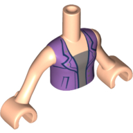 Lego Minidoll Torso Girl with Silver Undershirt and Medium Lavender Jacket with Lapels and Pockets Print, Light Nougat Arms and Hands / Light Nougat