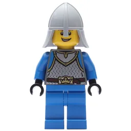 Soldier - Castle, Dark Bluish Grey Torso, Blue Legs, Light Bluish Grey Helmet