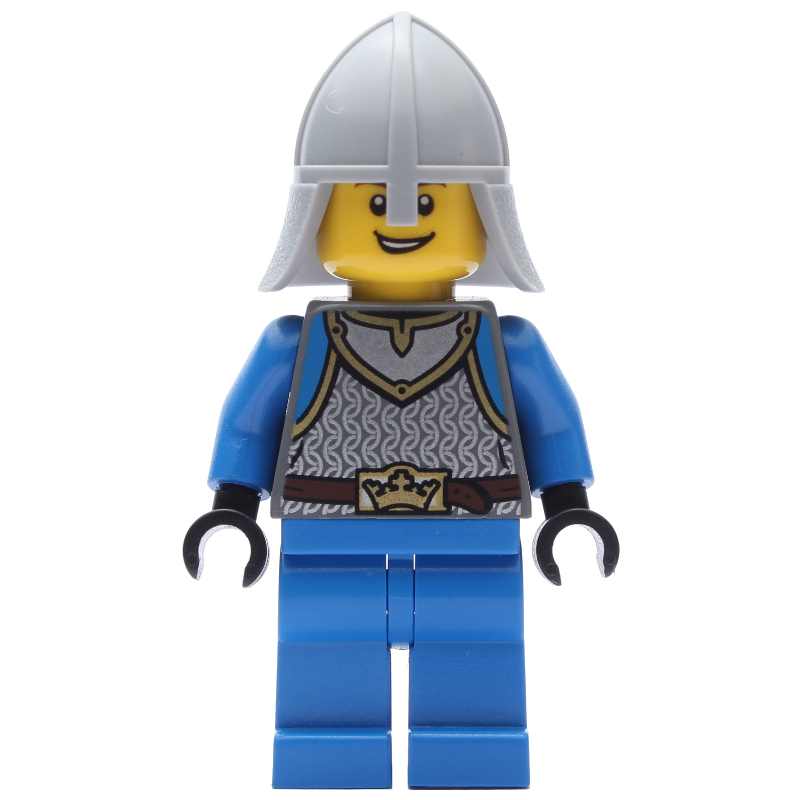 Lego Soldier - Castle, Dark Bluish Grey Torso, Blue Legs, Light Bluish Grey Helmet