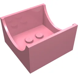 Box 4 x 4 x 2 Bottom with Semicircle Cut-out Ends / Pink