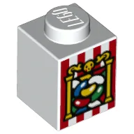 Brick 1 x 1 with Jelly Beans (Bertie Botts Beans) Print / White