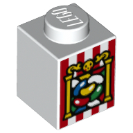 Lego Brick 1 x 1 with Jelly Beans (Bertie Botts Beans) Print / White