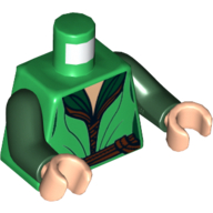 Lego Torso Elven Robe over Dark Green Shirt, Gold Buckle Print, Dark Green Arms, Light Nougat Hands / Green