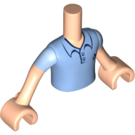 Lego Minidoll Torso Boy with Light Nougat Arms and Hands with Medium Blue Polo Shirt Print
