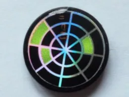 Tile, Round 2 x 2 with Iridescent Mirrored Radar Type 2 Pattern (Sticker) - Set 7646