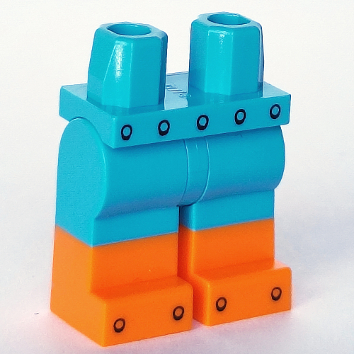 Lego Hips with Medium Azure Legs and Orange Boots Pattern with Black Rivets print / Medium Azure