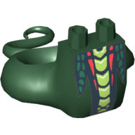 Lego Lower Body with Tail, Lime and Red Scales Print / Dark Green