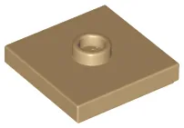 Plate Special 2 x 2 with Groove and Center Stud (Jumper) / Dark Tan