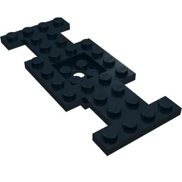 Vehicle Base 4 x 10 x 2/3 with 2 x 2 Recessed Center with Center Hole, 1 x 2 Cutouts (Early Version) / Black