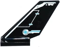 Tail Shuttle with Rudder and Silver and Medium Azure Circuitry Pattern on Left Side (Sticker) - Set 70170