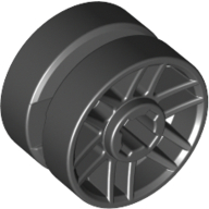 Lego Wheel 14mm D. x 9.9mm with Centre Groove, Fake Bolts and 6 Spokes / Black