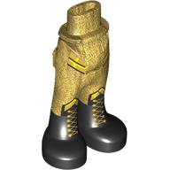 Lego Minidoll Hips and Trousers with Back Pockets with Black Boots, Gold Laces, Rank Slips print / Pearl Gold