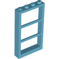 Lego Window 1 x 4 x 6 Frame with 3 Panes / Medium Azure