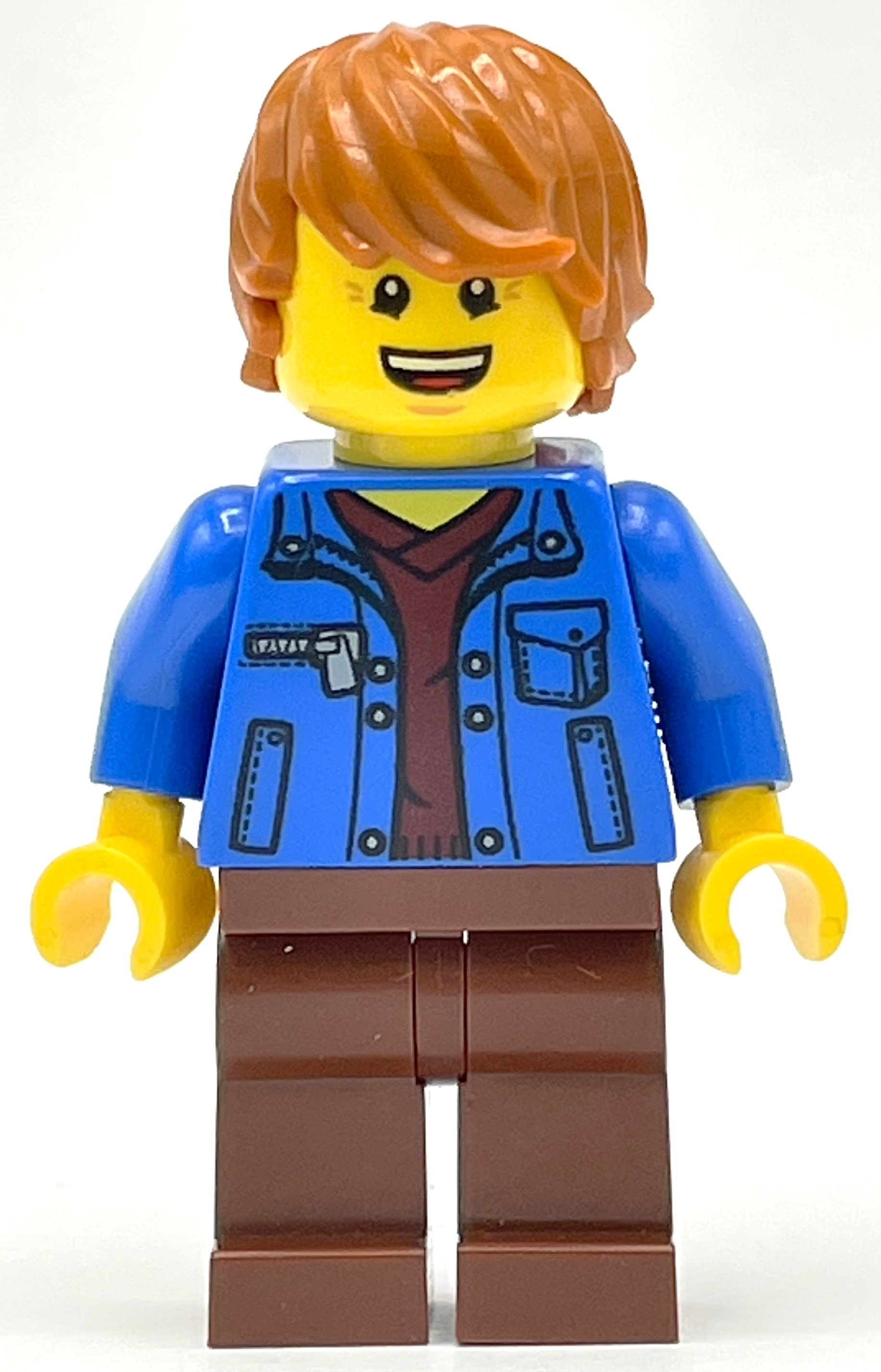 Lego Blue Torso, Reddish Brown Legs, Dark Orange Hair