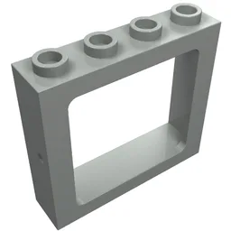 Window 1 x 4 x 3 Train with All Studs Hollow / Light Gray
